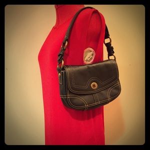 COACH SMALL BLACK PEBBLED LEATHER BAG/PURSE NWOT